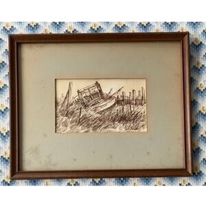 Antique Ship Wreck Signed Art